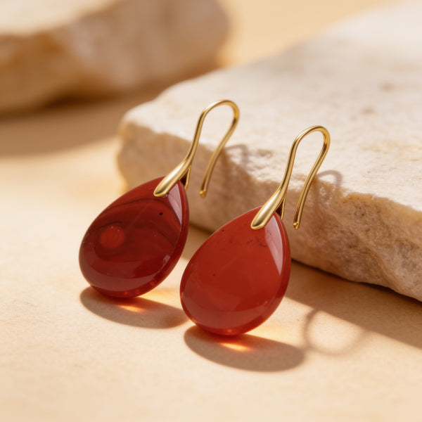 Red Jasper Drop Earrings "Velmora Flame"