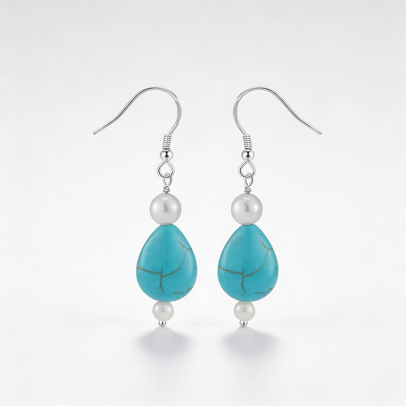 Turquoise Stone Earrings "Mega Galet"