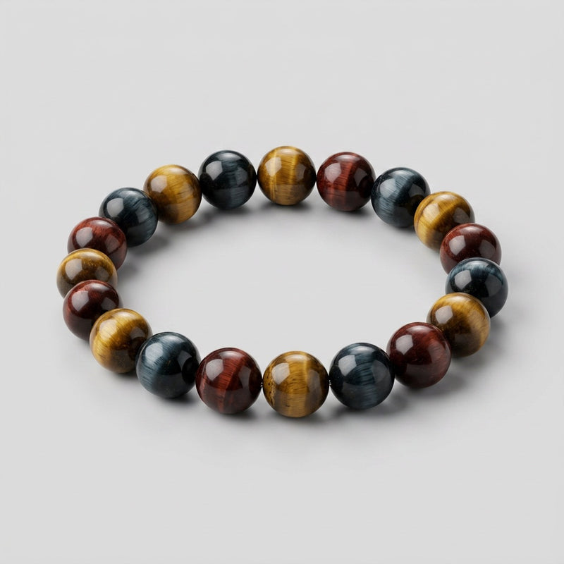 Hawk’s Eye & Tiger's Eye Stone Bead Bracelet "Aigle"