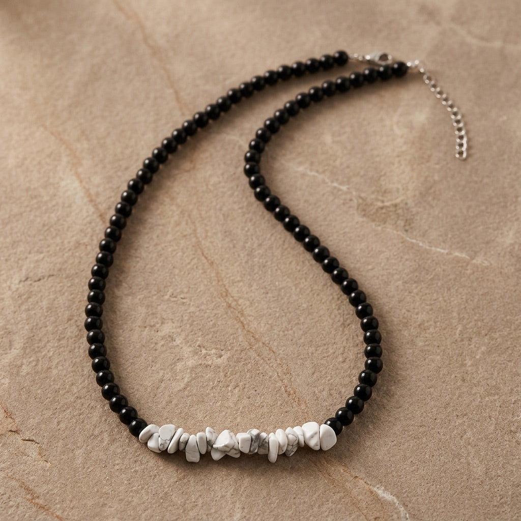 Howlite Obsidian Beaded Necklace "Velorien"