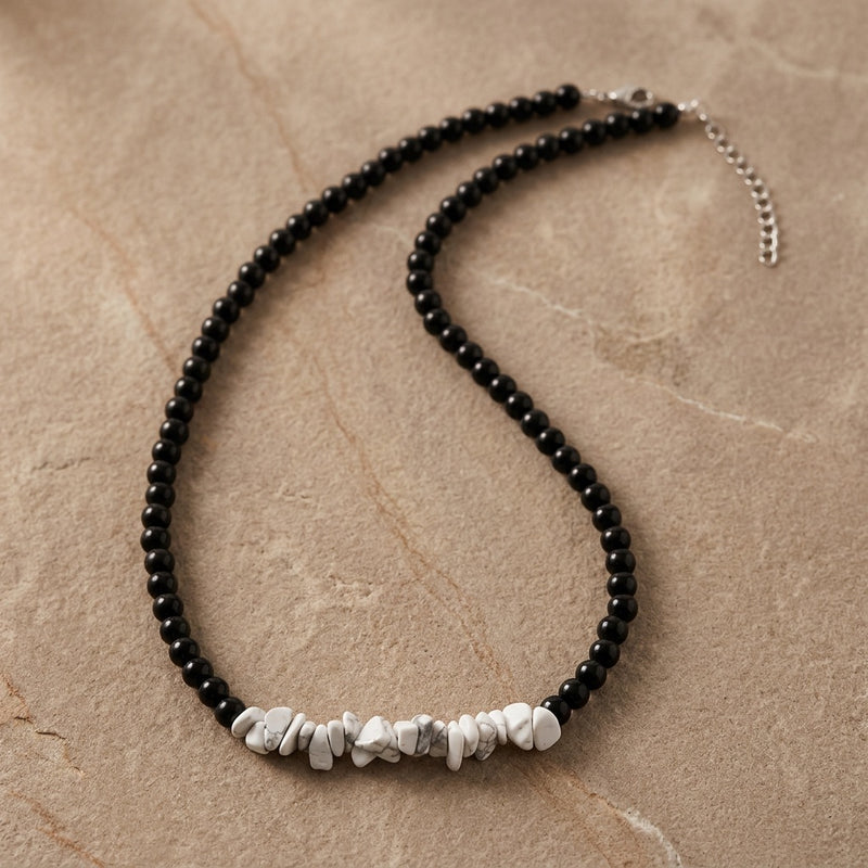 Howlite Obsidian Beaded Necklace "Velorien"