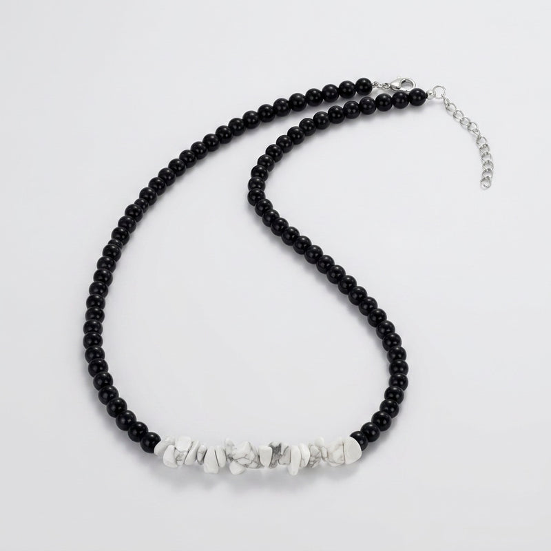 Howlite Obsidian Beaded Necklace "Velorien"
