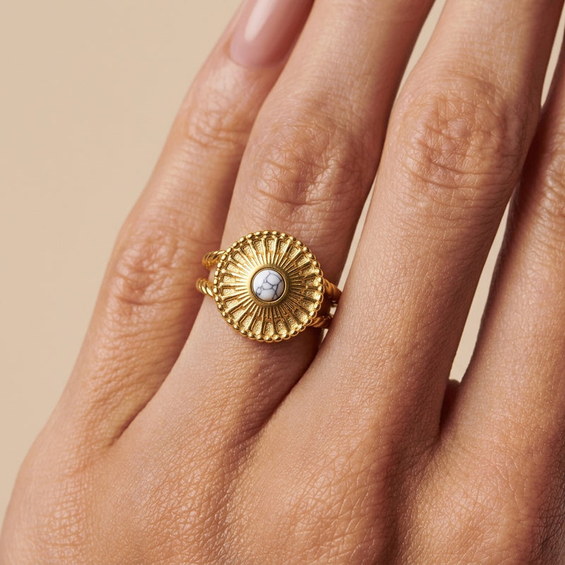 Howlite Stone Adjustable Ring “Eira”