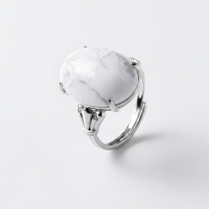White Purity Howlite Ring "Moon Whisper"