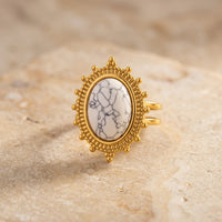 White Howlite Stone Adjustable Ring “Seraya”