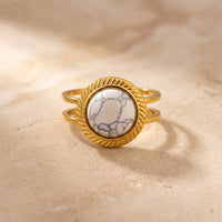 White Howlite Stone Adjustable Ring “Calyra”