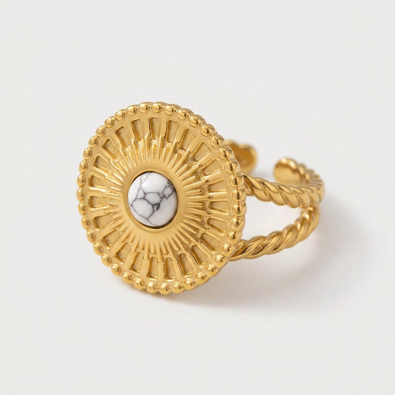 Howlite Stone Adjustable Ring “Eira”