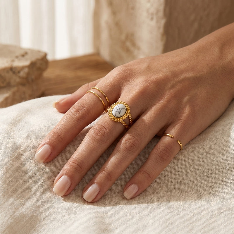Howlite Stone Ring “Freya”