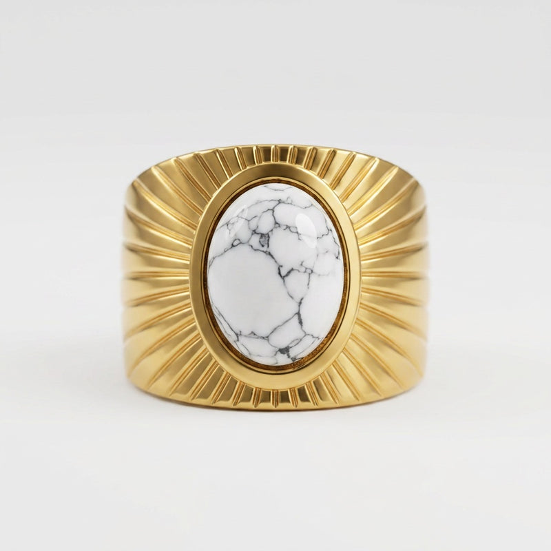 Howlite Stone Adjustable Ring "Olyne"