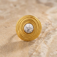 Howlite Stone Adjustable Ring "Elaryon"