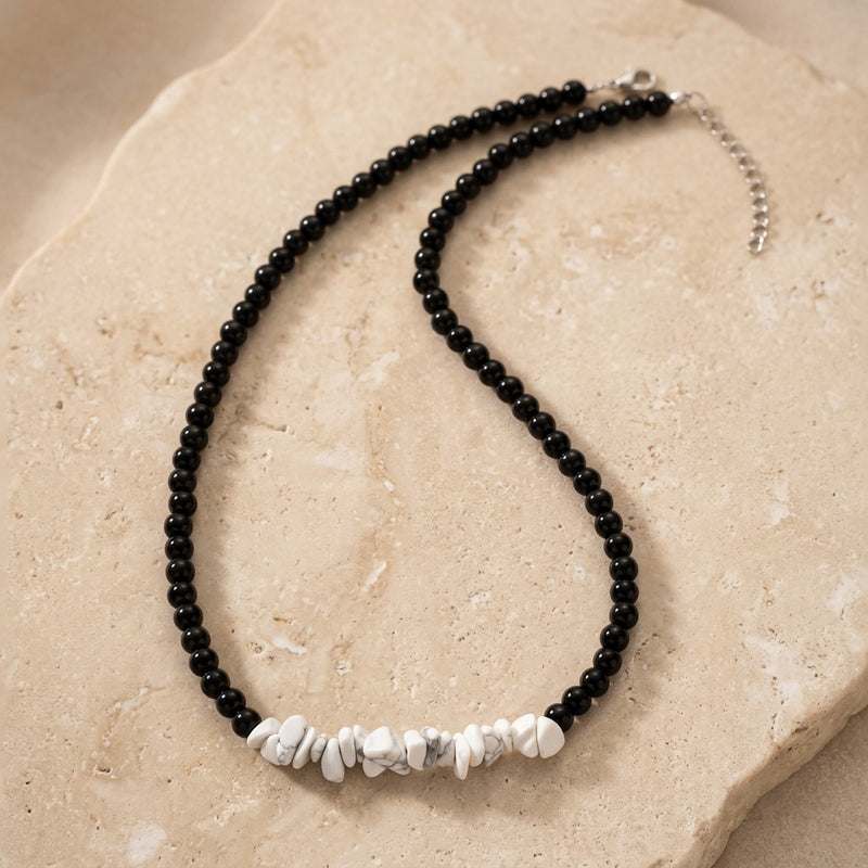 Howlite Obsidian Beaded Necklace "Velorien"