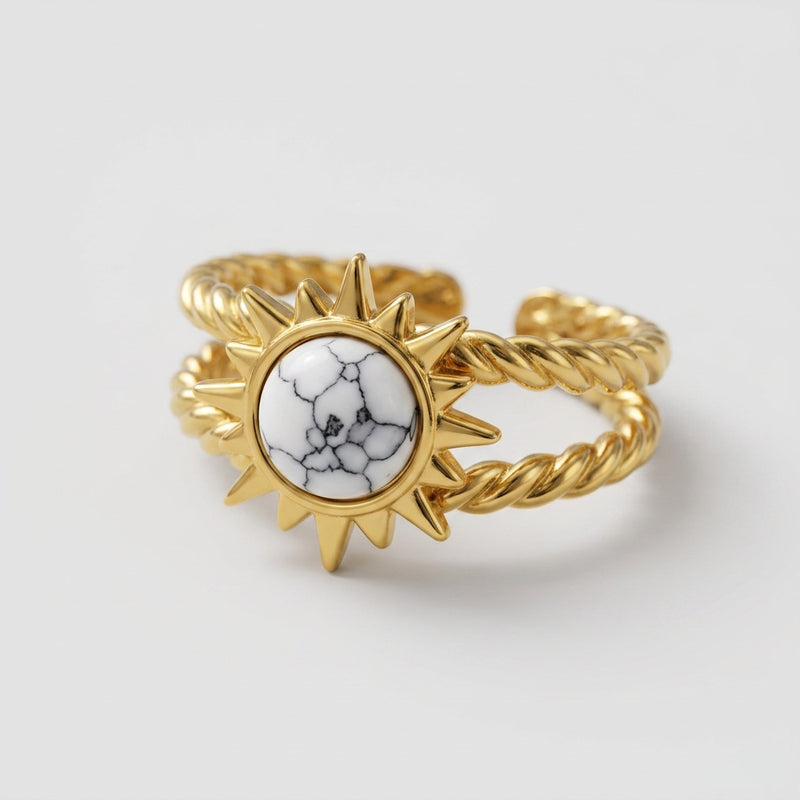 Howlite Stone Adjustable Ring “Dione”