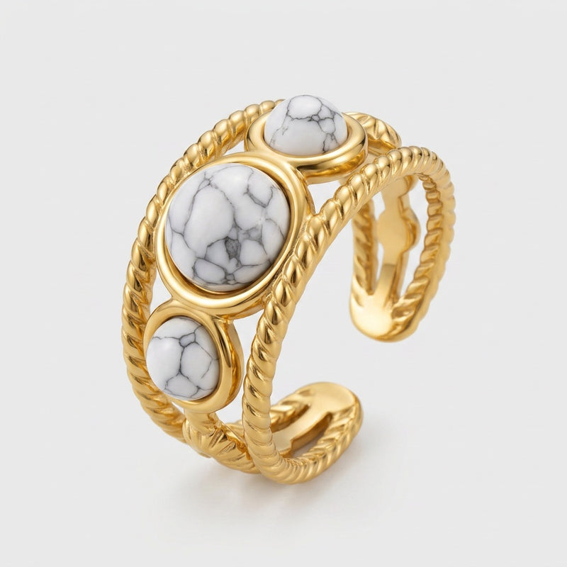 Howlite Stone Adjustable Ring “Serenya”