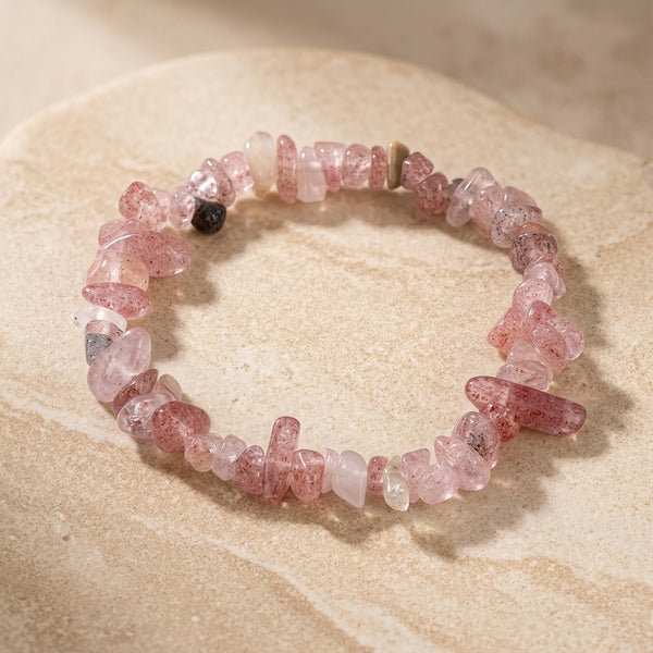 Rose Quartz Irregular Stone Bracelet "Nama"