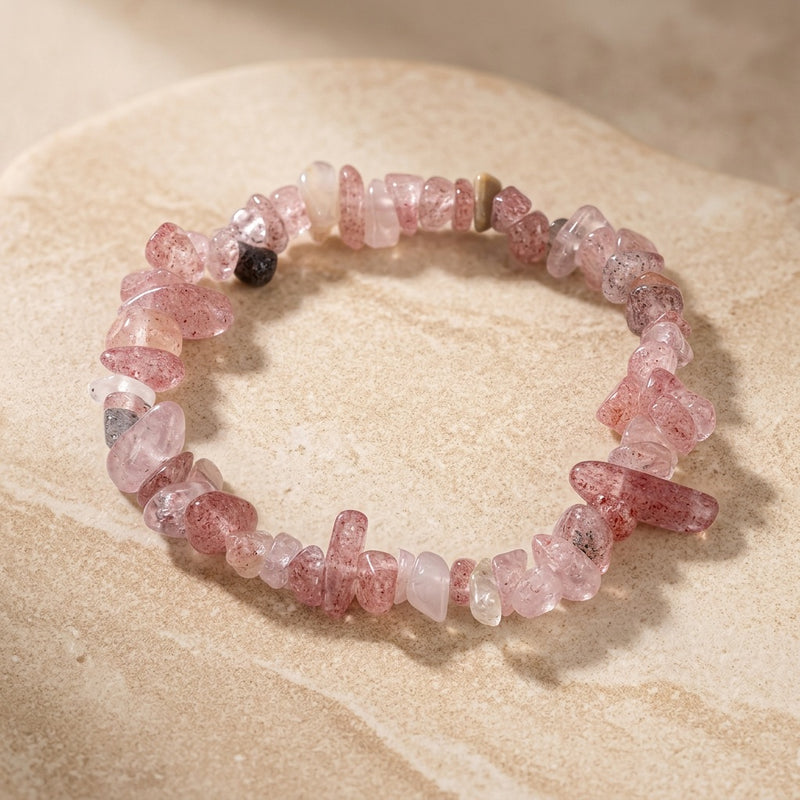Rose Quartz Irregular Stone Bracelet "Nama"