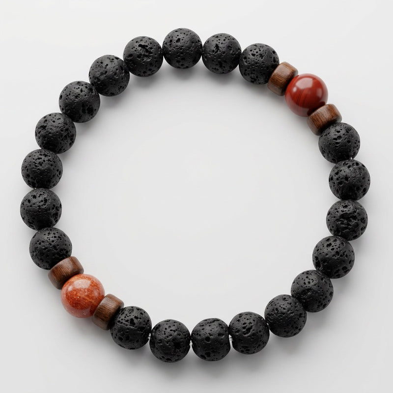 Lava Stone & Red Jasper Bracelet "Falcon Veil"