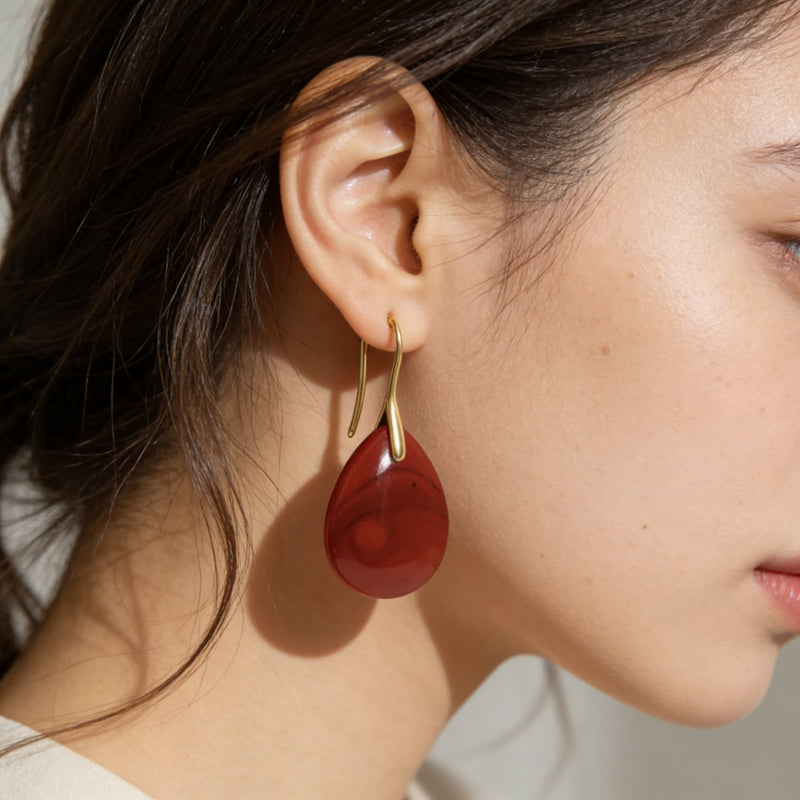 Red Jasper Drop Earrings "Velmora Flame"