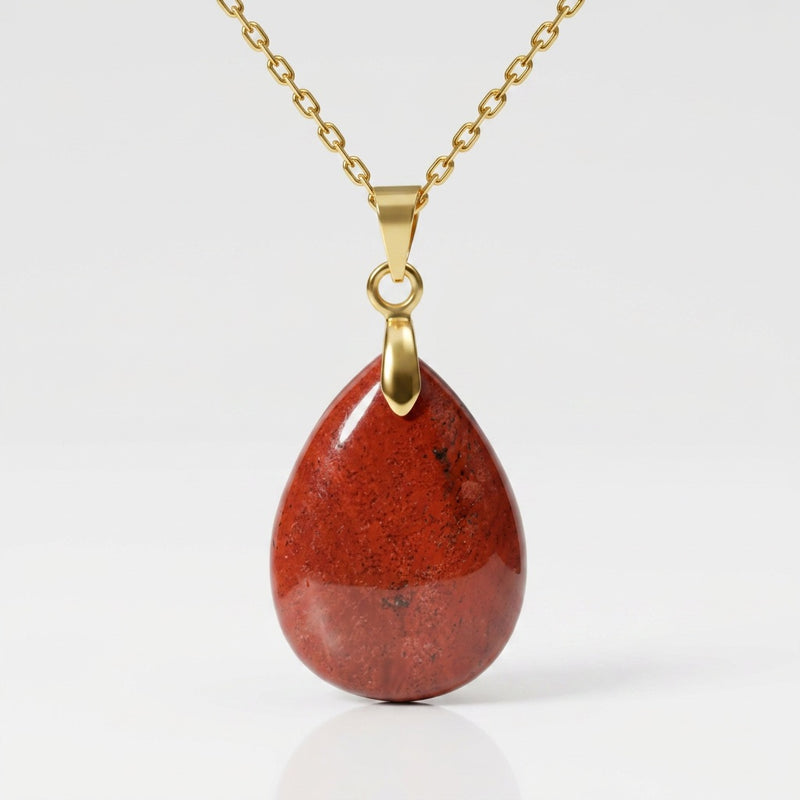 Red Jasper Stone Necklace "Perle"