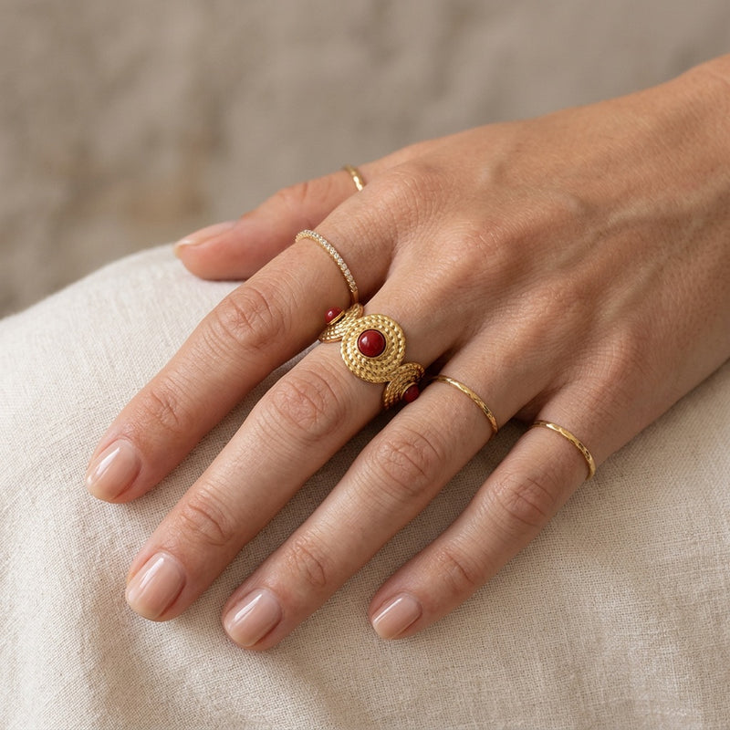 Red Jasper Ring "Trio" adjustable