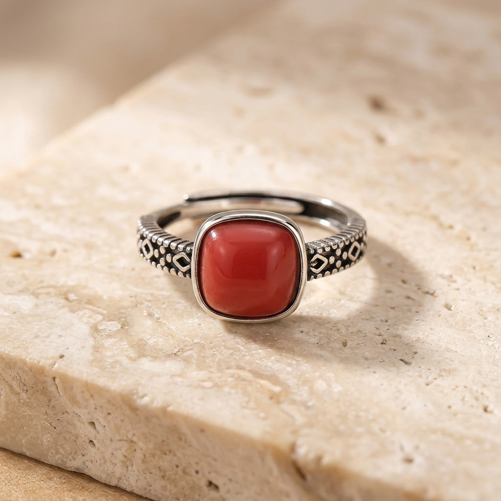 Jasper Stone Adjustable Ring "Iron Horizon"