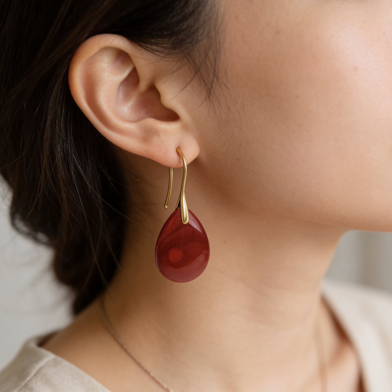 Red Jasper Drop Earrings "Velmora Flame"