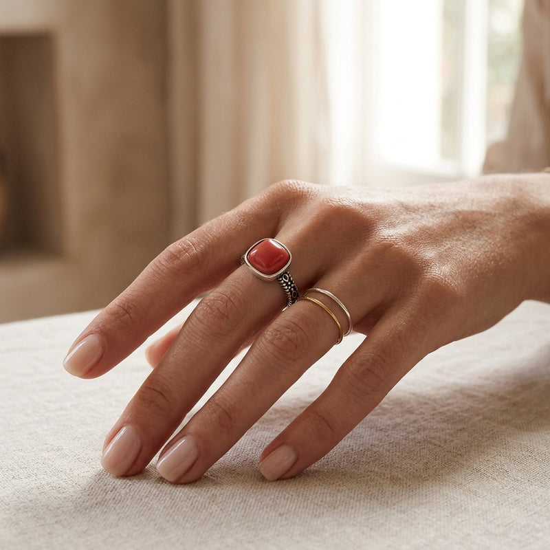 Jasper Stone Adjustable Ring "Iron Horizon"
