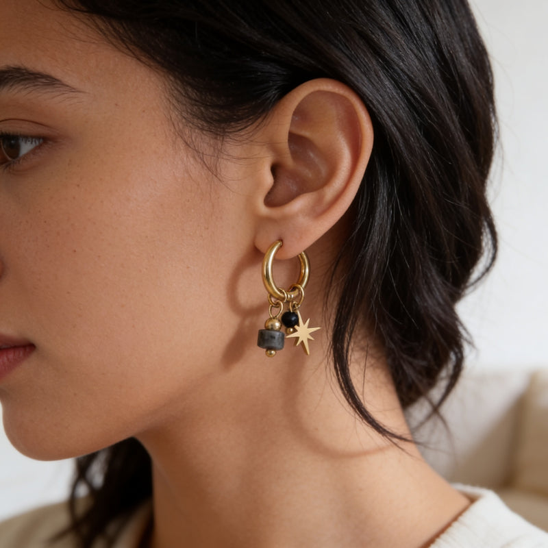 Labradorite Stone Earrings "Noctara"