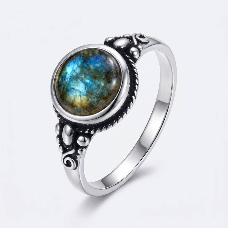 Labradorite Stone Ring "Moonveil Echo"