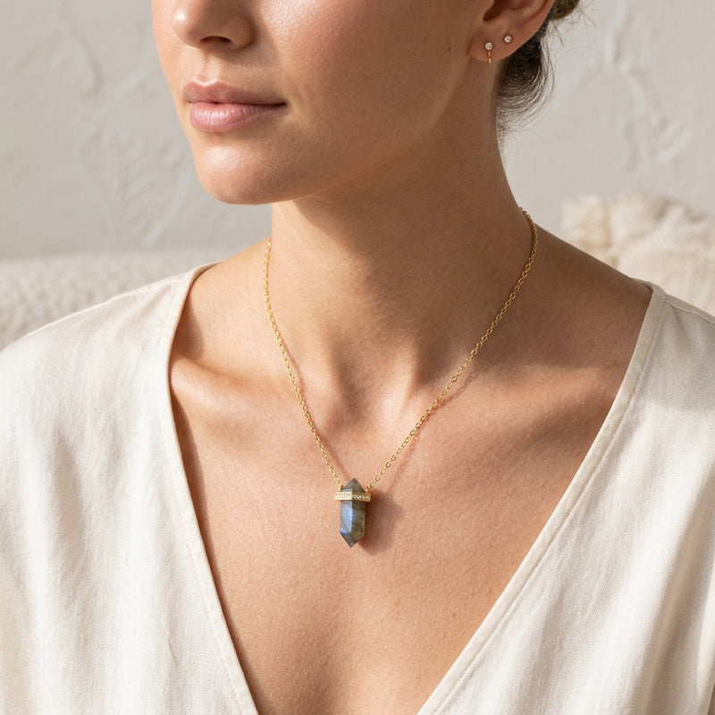 Dark Labradorite Necklace "Saturn"