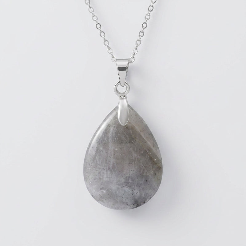 Labradorite Stone Necklace “Perle Grise”