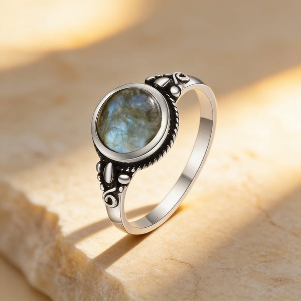 Labradorite Stone Ring "Moonveil Echo"