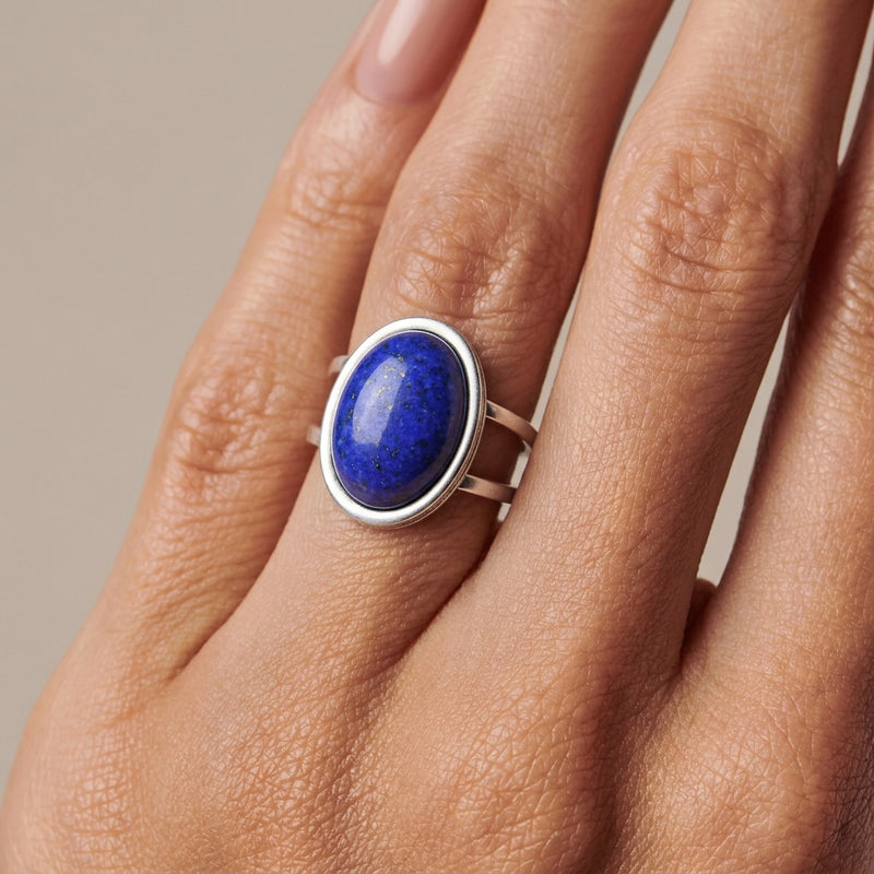Lapis Lazuli Stone Adjustable Ring "Velora Tide"