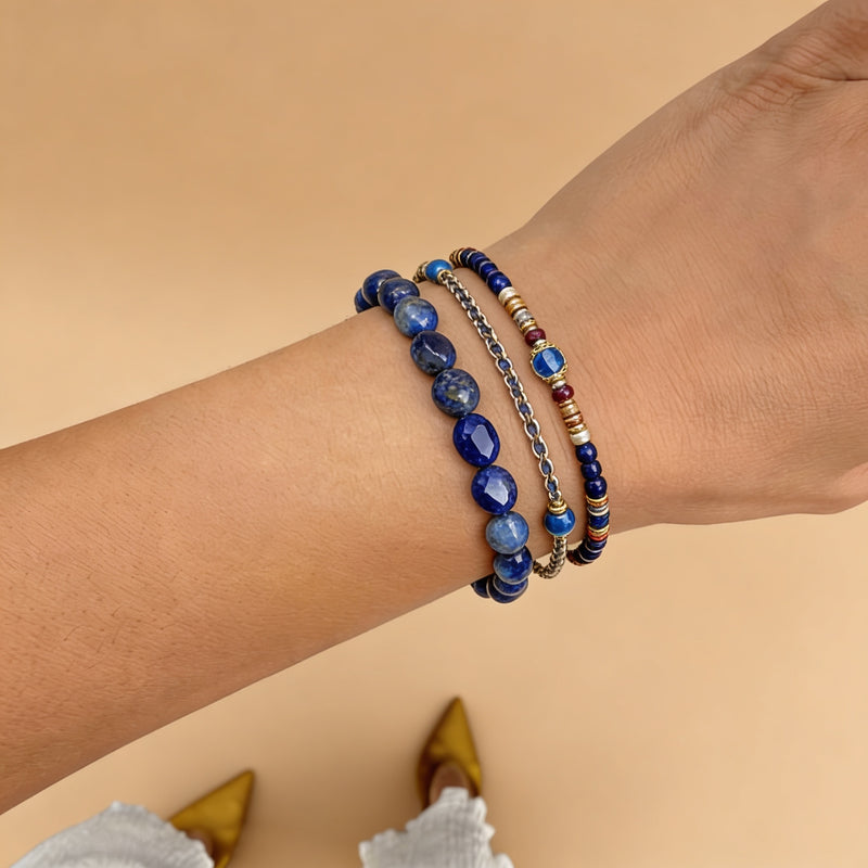 Lapis Lazuli Bead Bracelet "Midnight Insight"