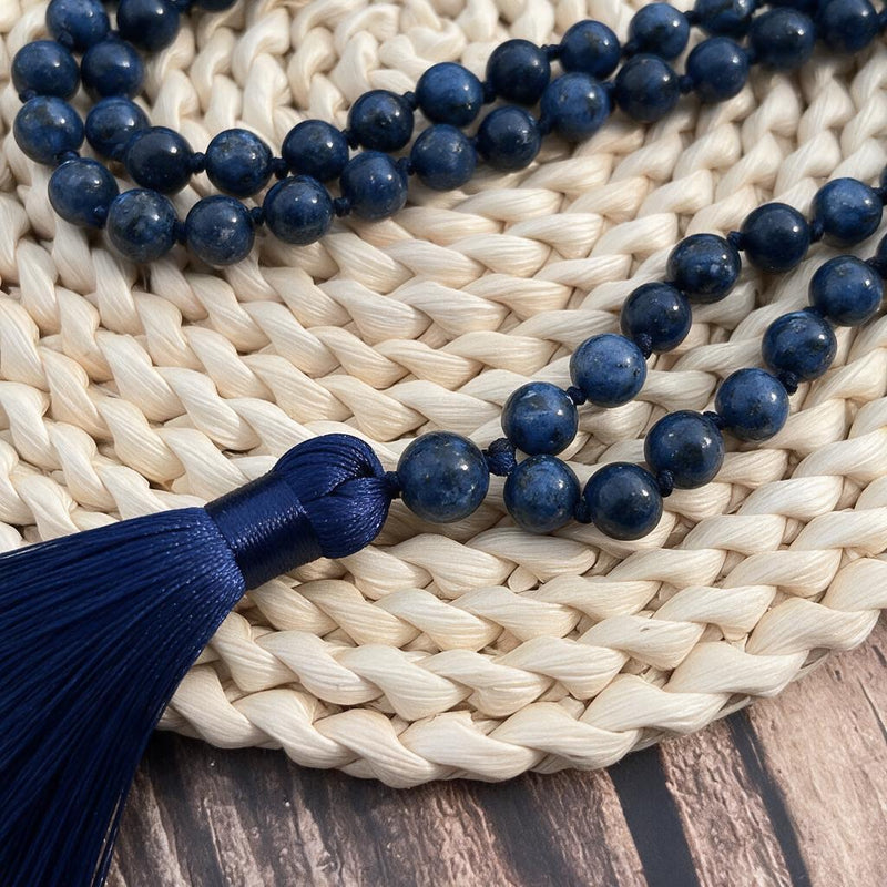 Mala Bead Necklace Blue Lapis Lazuli "Nepalis"