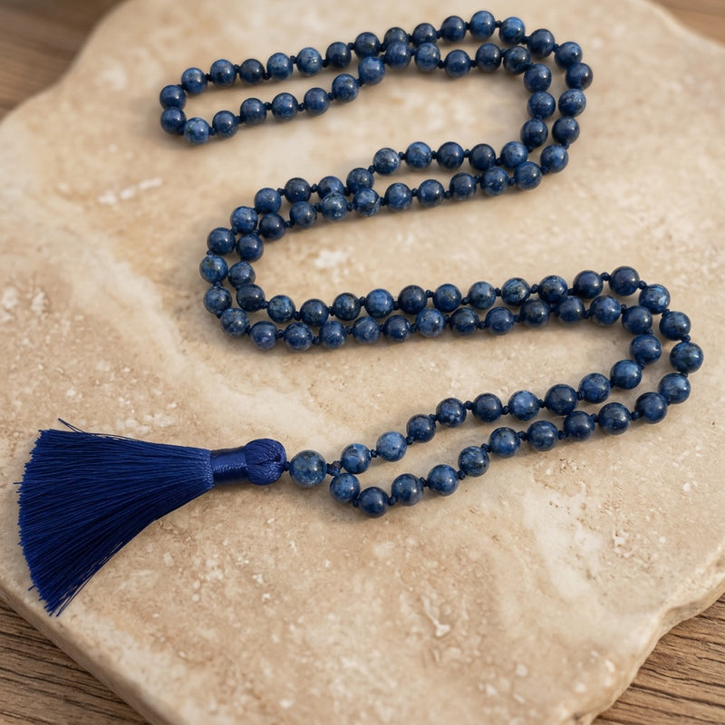 Mala Bead Necklace Blue Lapis Lazuli "Nepalis"