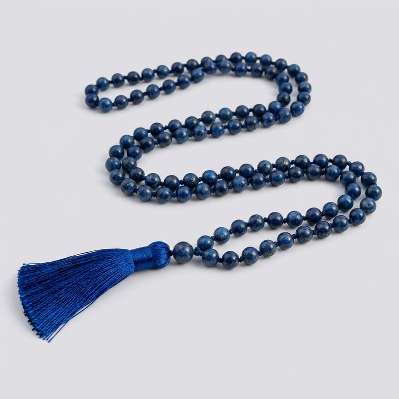 Mala Bead Necklace Blue Lapis Lazuli "Nepalis"