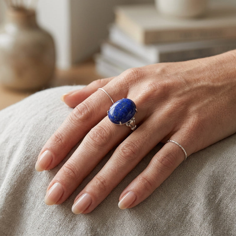 Lapis Lazuli Stone Adjustable Ring "Astralis"