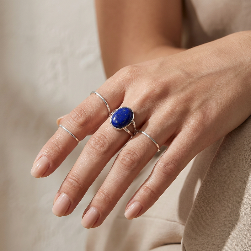 Lapis Lazuli Stone Ring “Midnight Oracle”