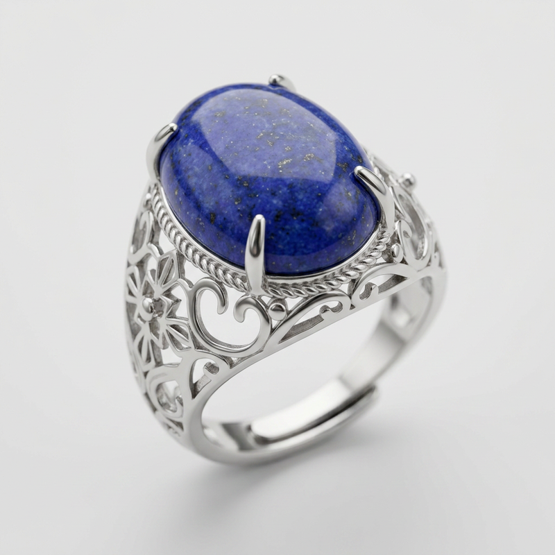 Lapis Lazuli Stone Adjustable Ring "Noctis Aura"