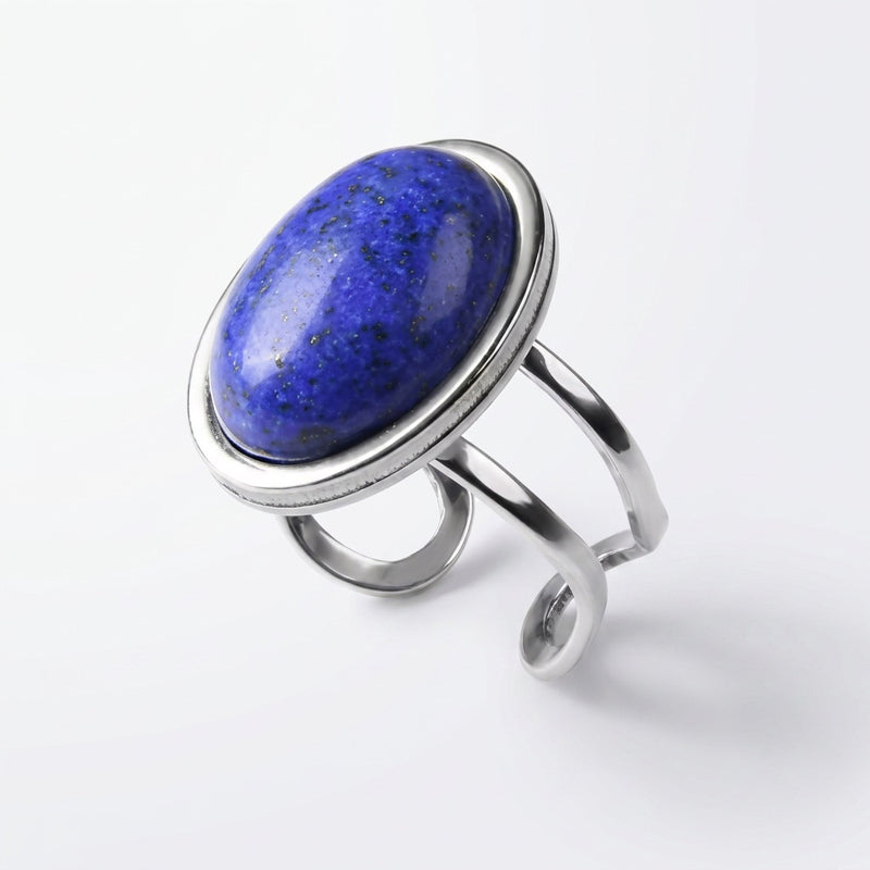 Lapis Lazuli Stone Adjustable Ring "Velora Tide"