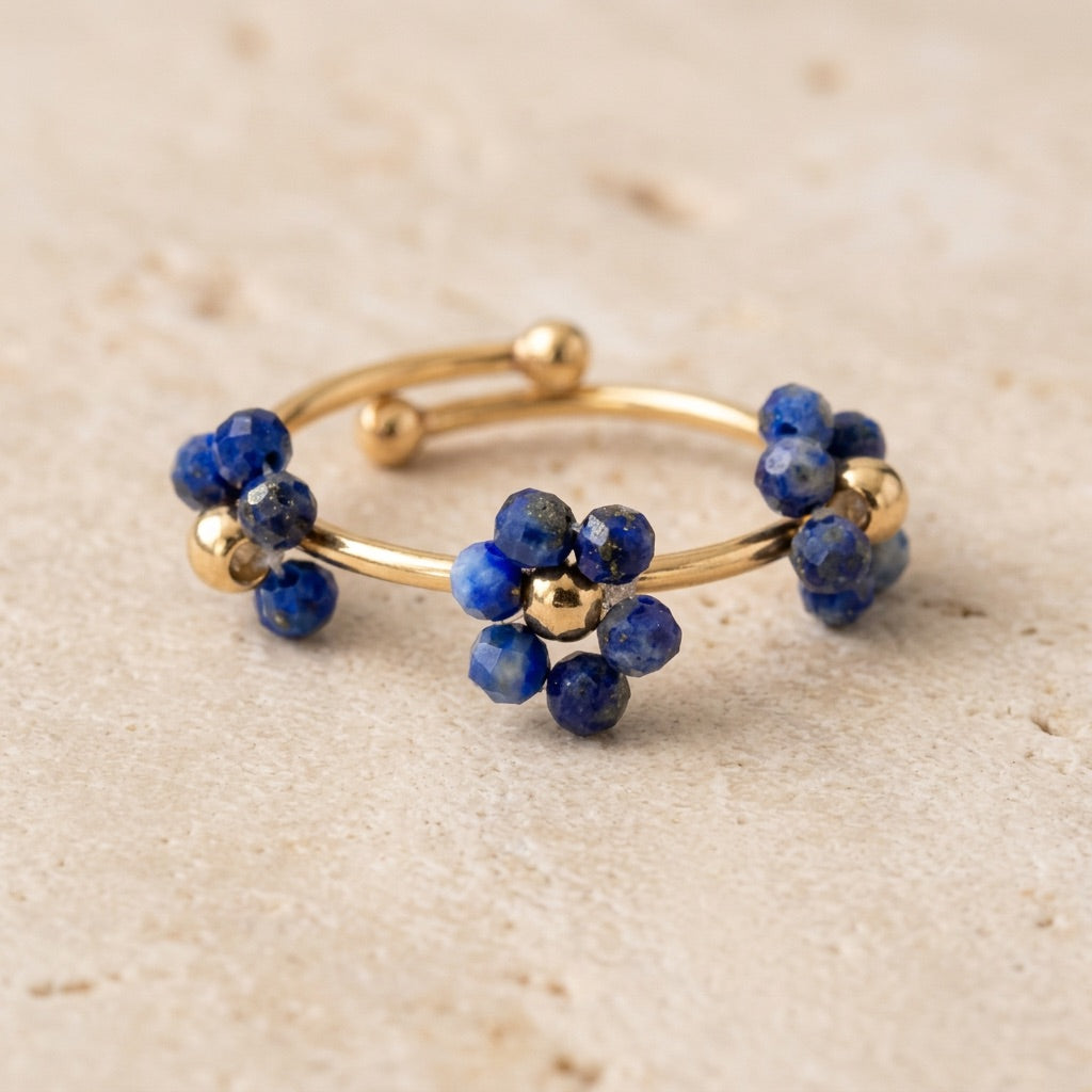 Lapis Lazuli Ring "Flower" adjustable