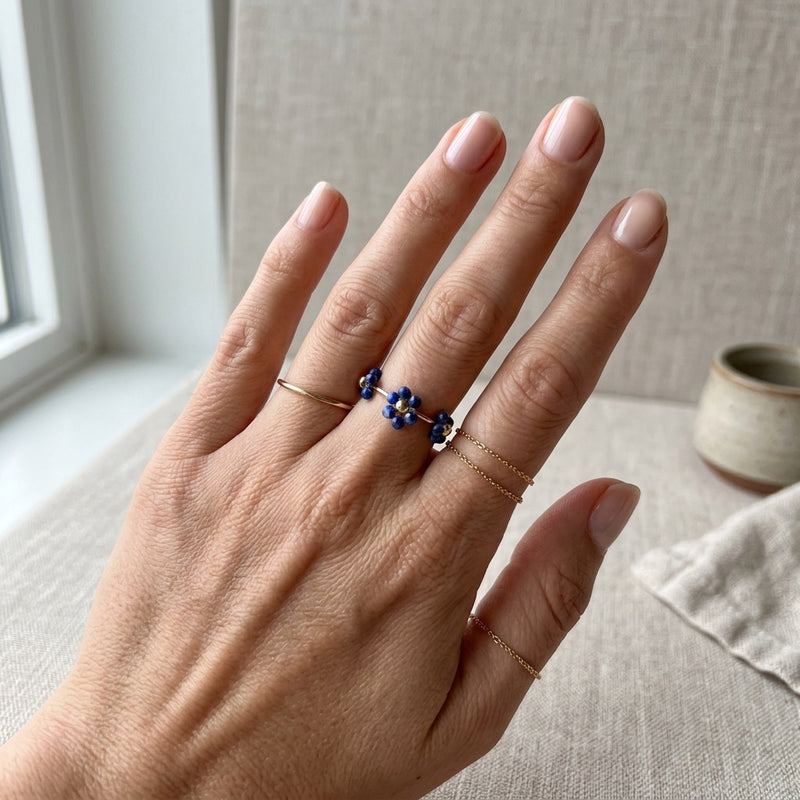 Lapis Lazuli Ring "Flower" adjustable