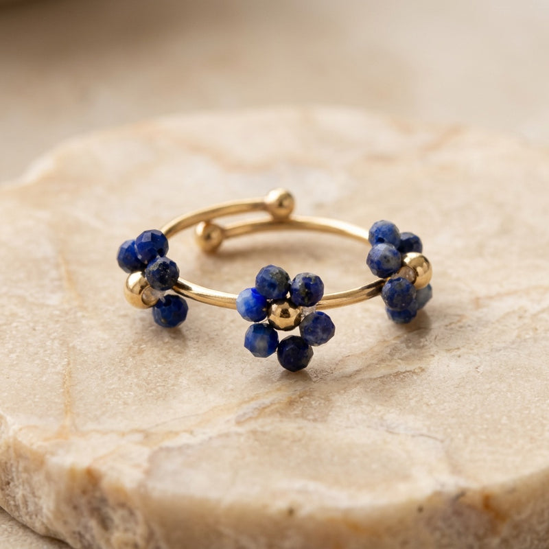 Lapis Lazuli Ring "Flower" adjustable