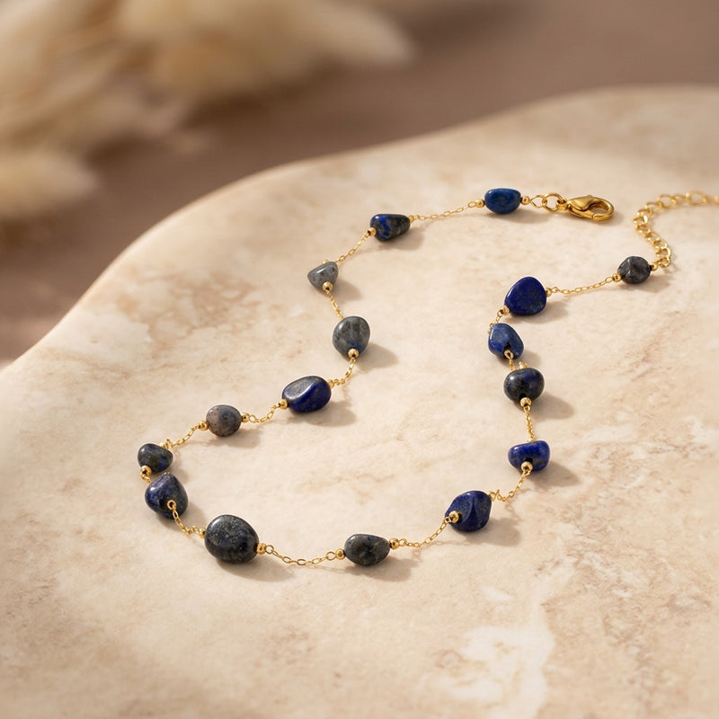 Lapis Lazuli Stone Necklace "Celestia Drift"