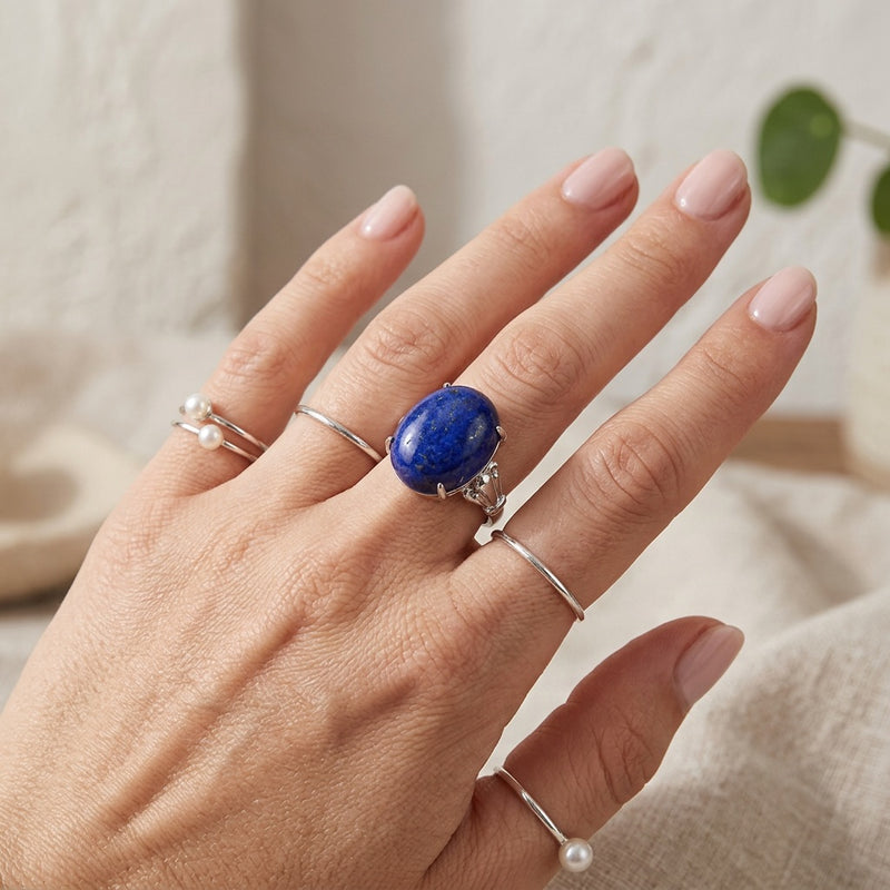 Lapis Lazuli Stone Adjustable Ring "Astralis"