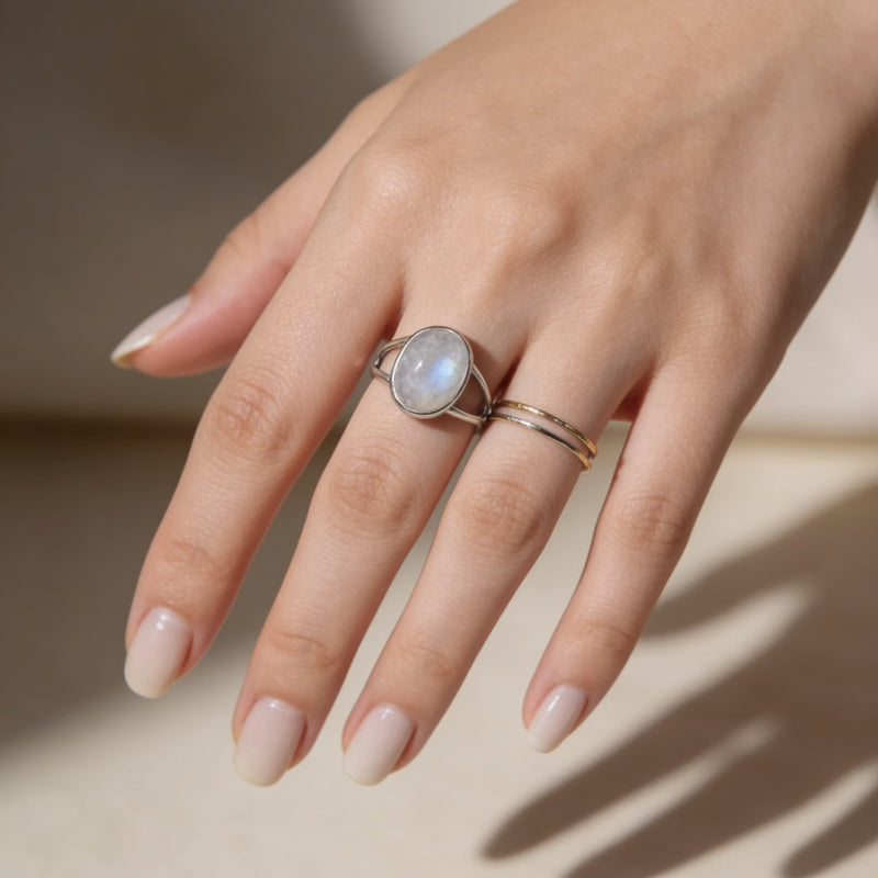 Moonstone Stone Ring “Silver Tide”