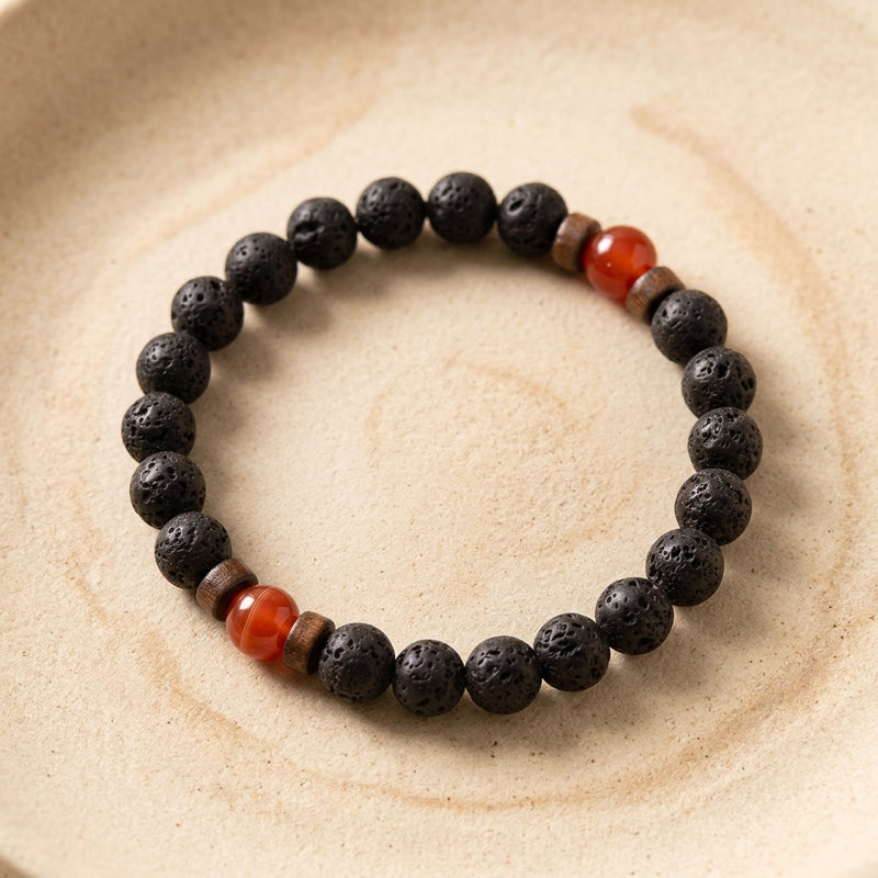 Lava Stone & Agate Bracelet "Falcon Veil"