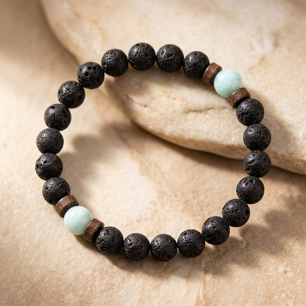 Lava Stone & Amazonite Bracelet "Falcon Veil"