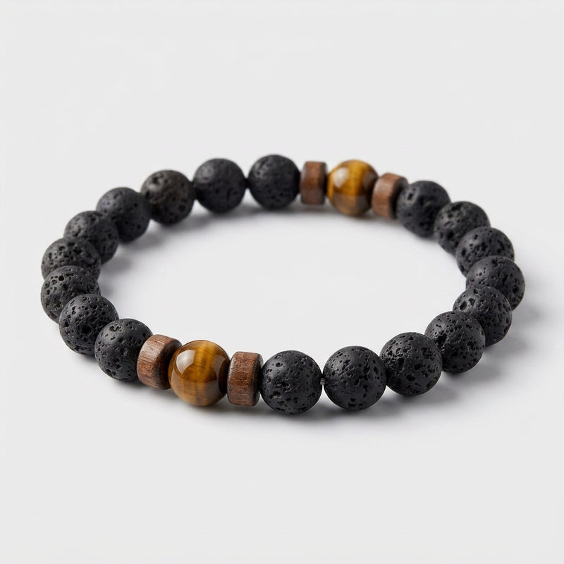 Lava Stone & Tiger Eye Bracelet "Falcon Veil"