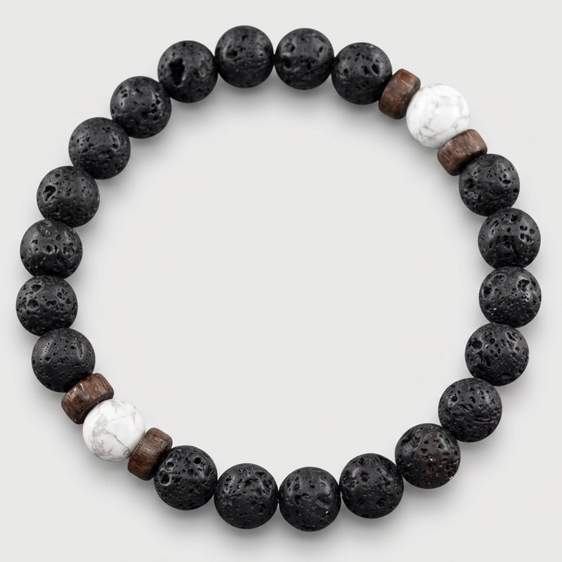 Lava Stone & Howlite Bracelet "Falcon Veil"